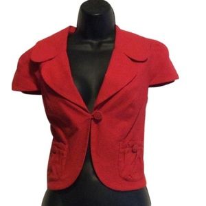 Debbie Shuchat Jackets & Coats - Debbie Shuchat Red cap sleeve cropped jacket Debbie Shuchat Jackets & Coats - Debbie Shuchat Red cap sleeve cropped jacket